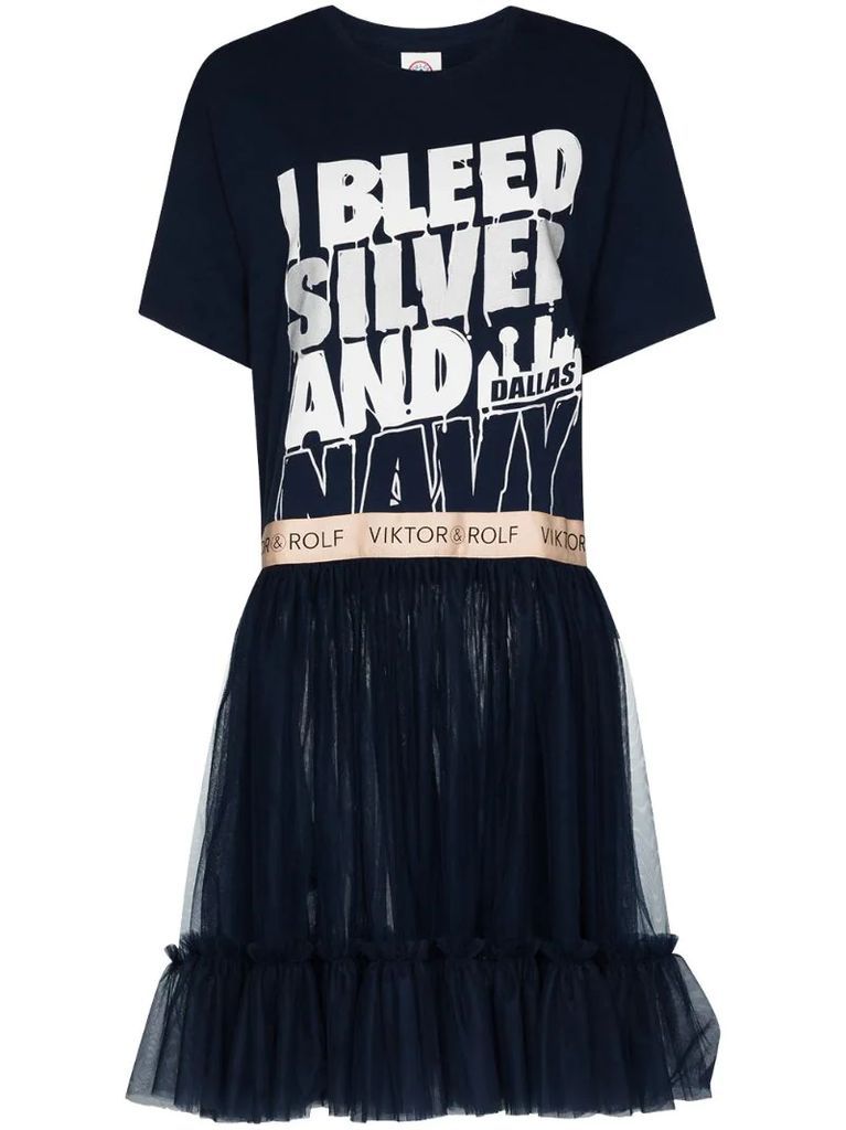 slogan-print panelled dress