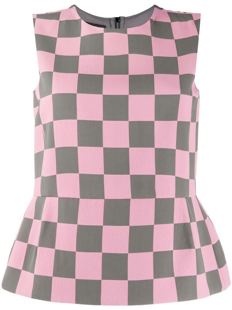 checkered sleeveless top