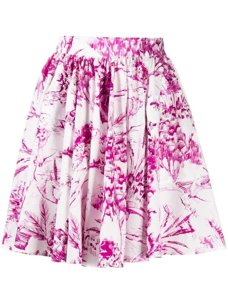 abstract-print flared skirt