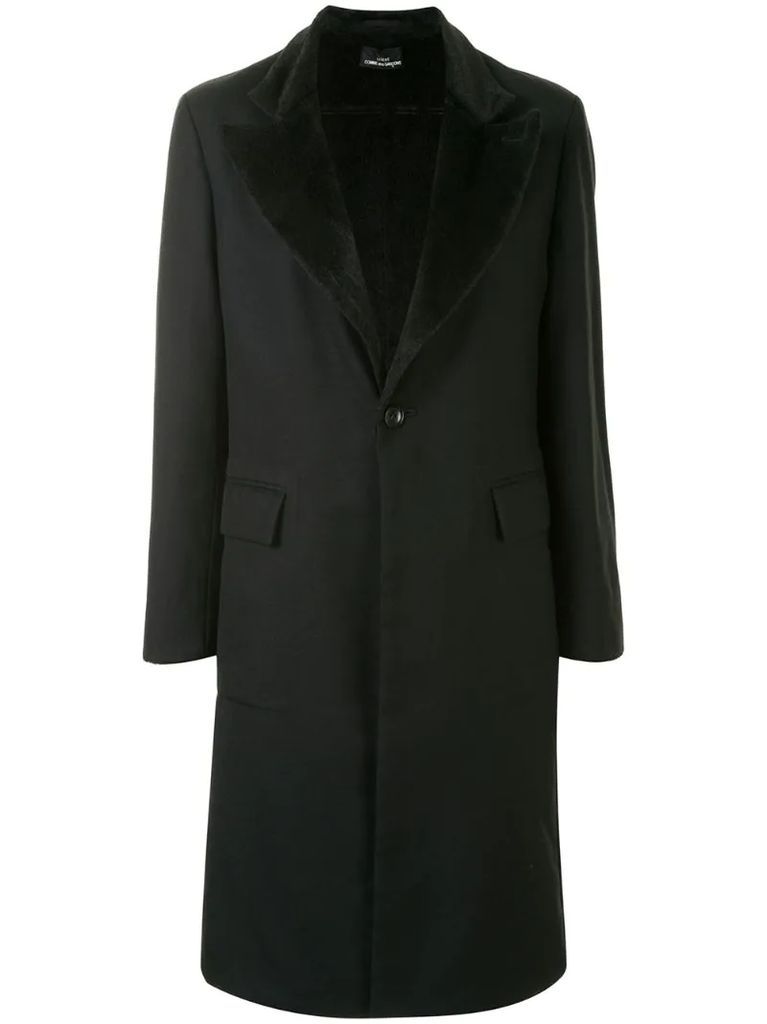 faux-fur lined knee-length coat