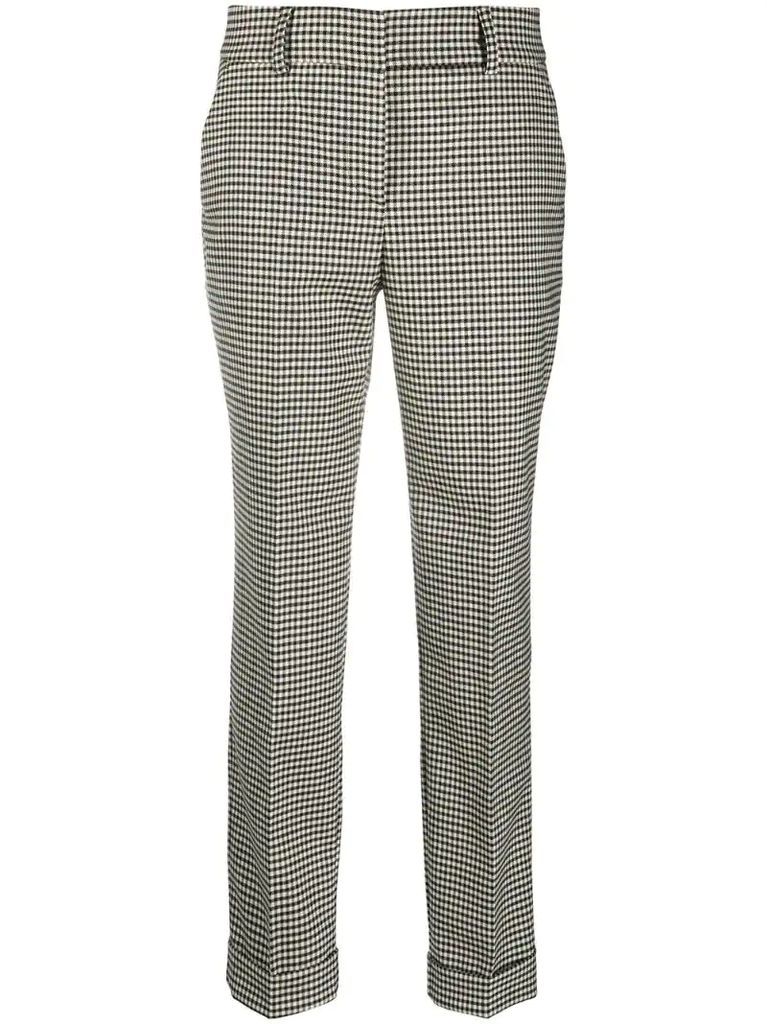 tapered houndstooth-pattern trousers
