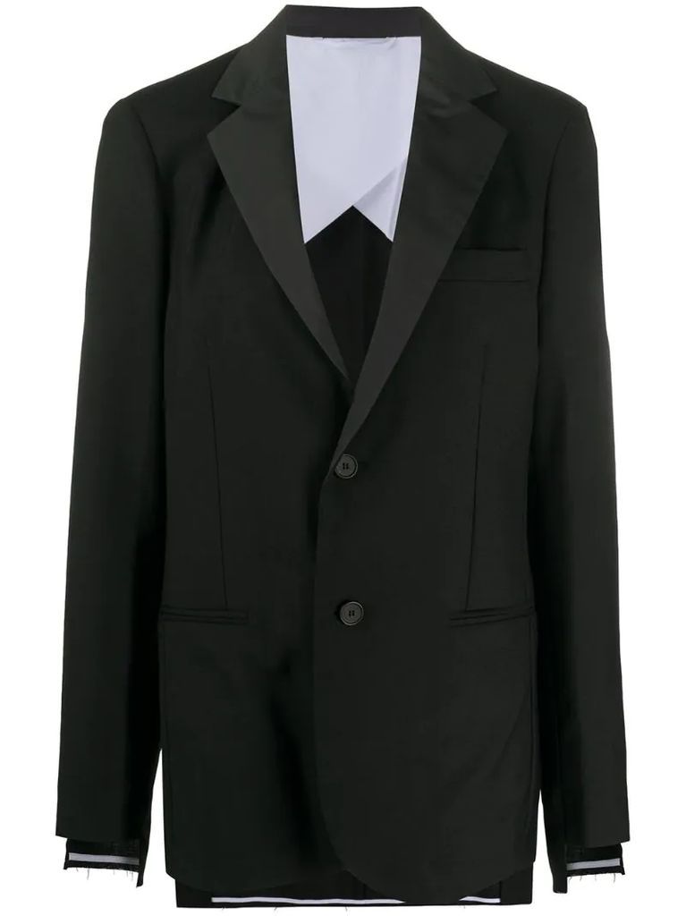 long-sleeved contrast lapel blazer