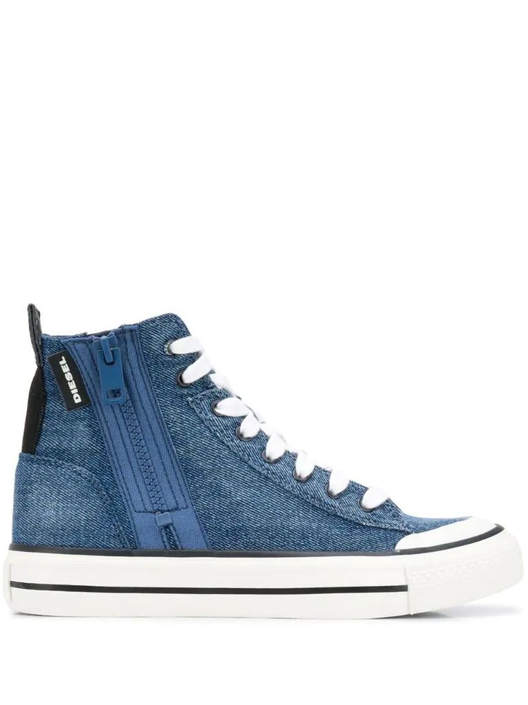 denim lace-up sneakers