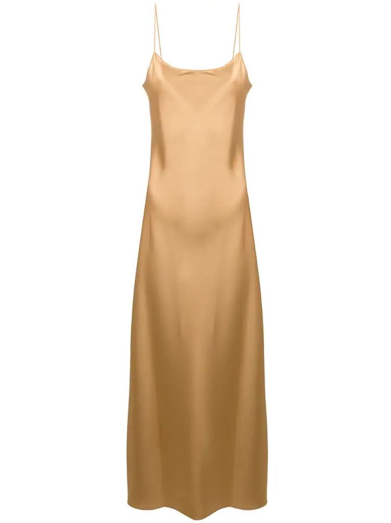 metallic-print slip dress