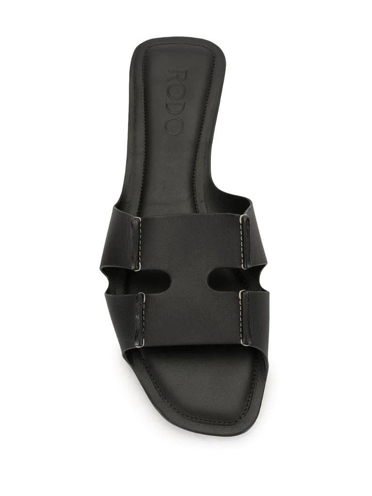 cut-out leather slides