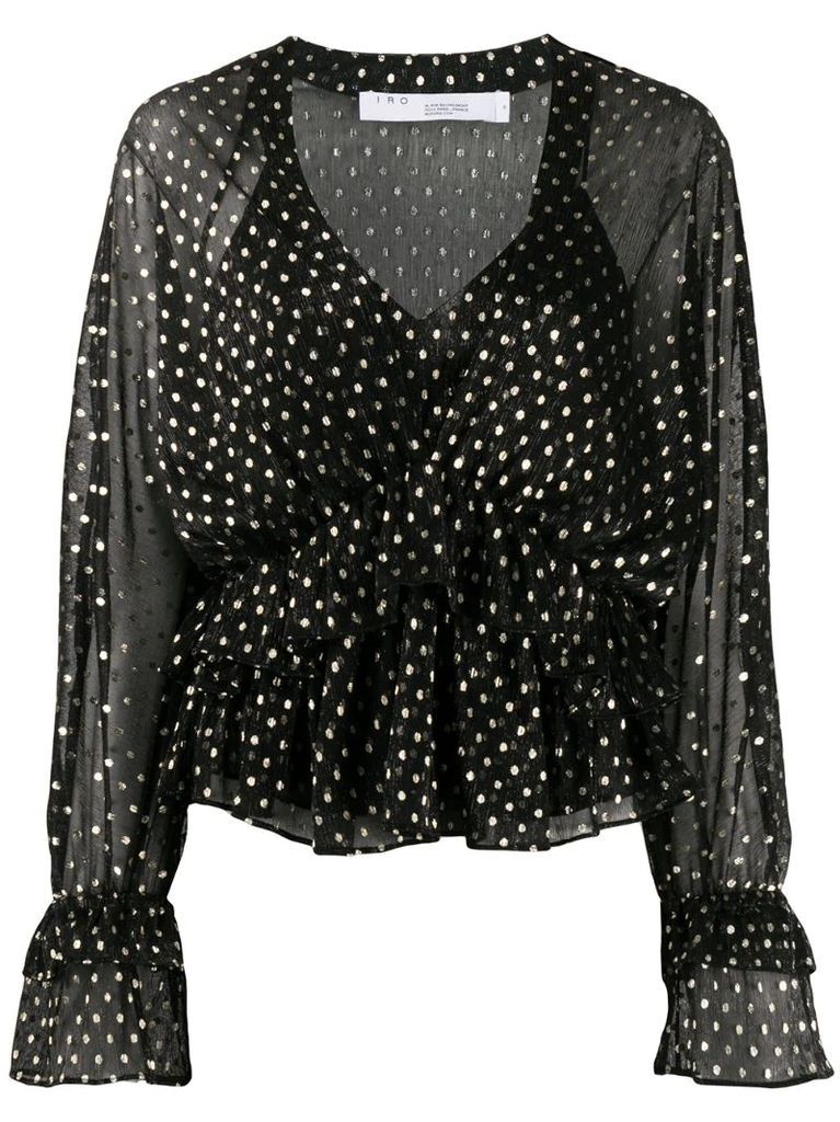 ruffled polka dot blouse