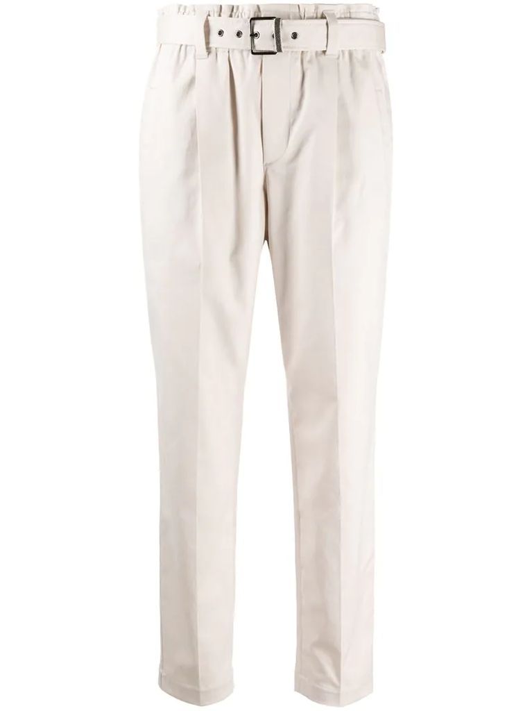 paper-bag waist cropped trousers