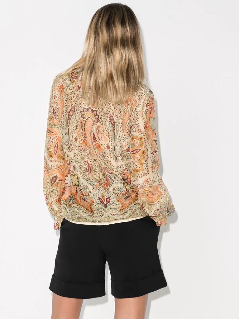 paisley-print pussy-bow blouse