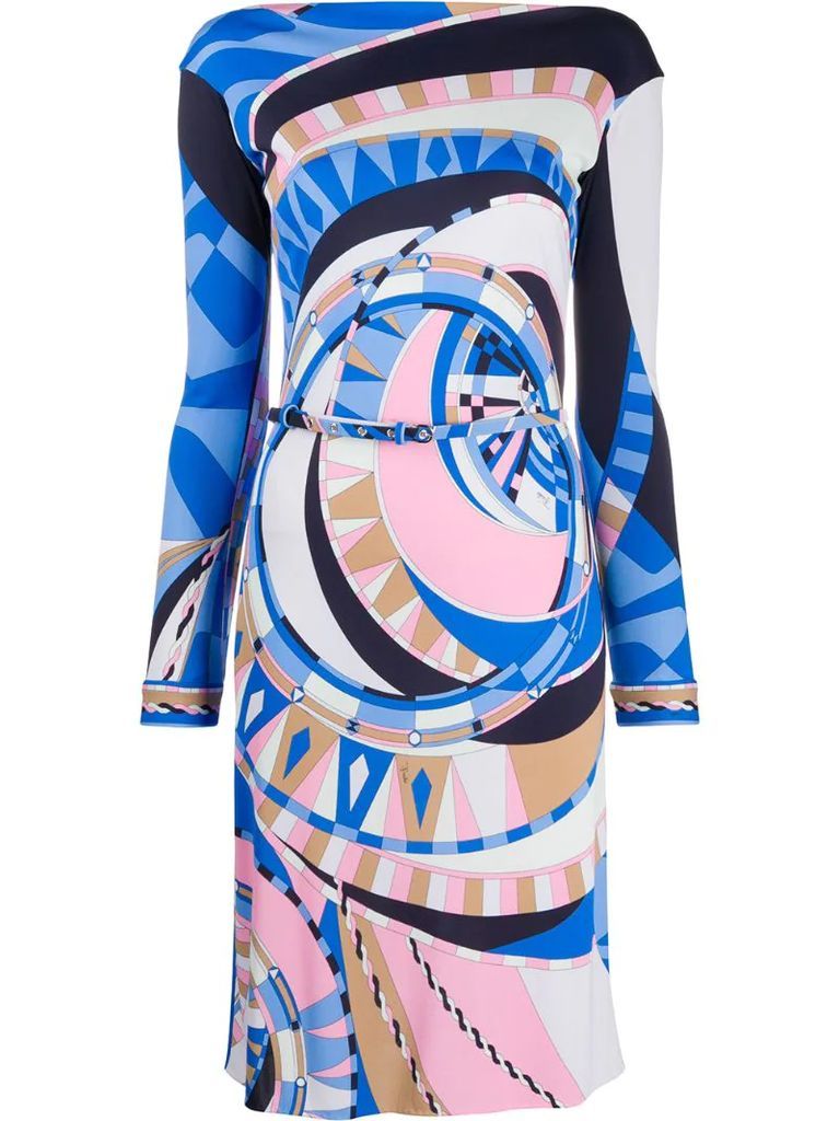 Wally print belted dress