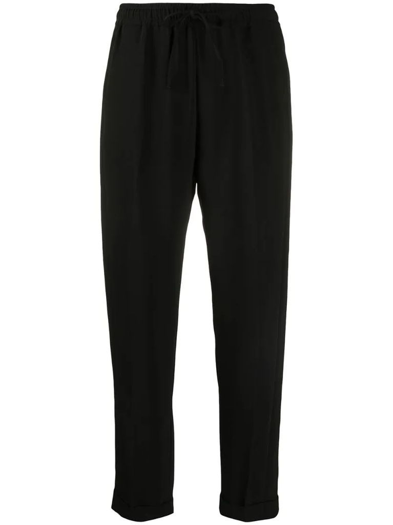 drawstring waist tapered trousers