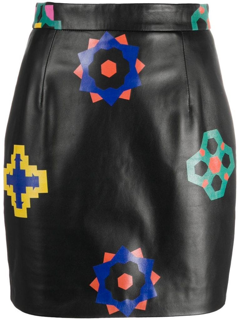 geometric floral skirt