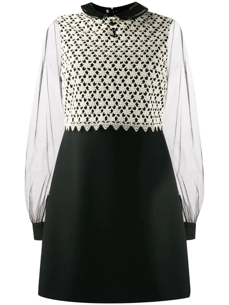 lace-panelled mini dress