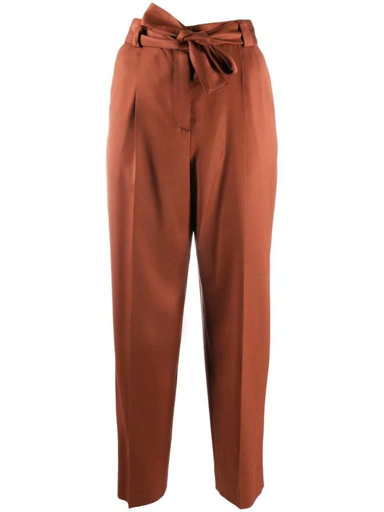 tie-waist cropped trousers