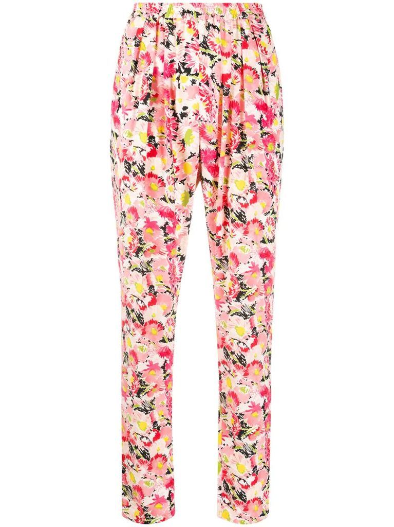 floral print cotton trousers