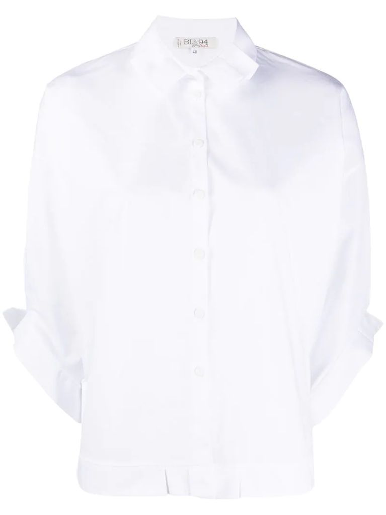 pleated trim batwing sleeve shirt