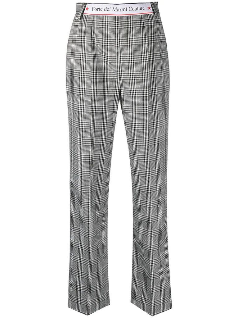 plaid-check trousers