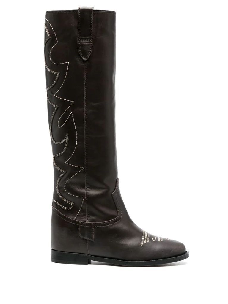 contrast-stitch western boots