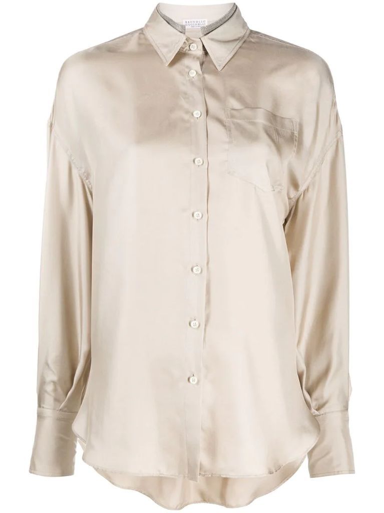 brass-embellished long-sleeved shirt