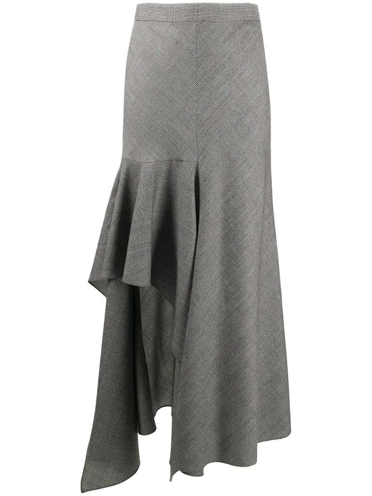 check-pattern asymmetric skirt