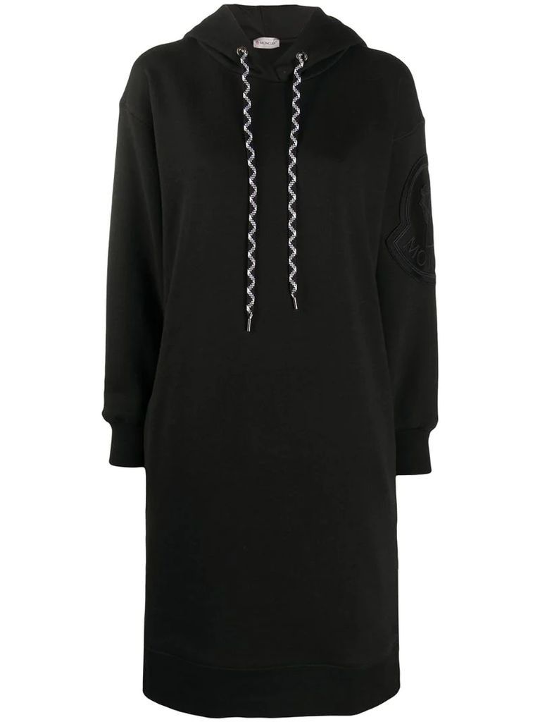 embroidered logo hoodie dress