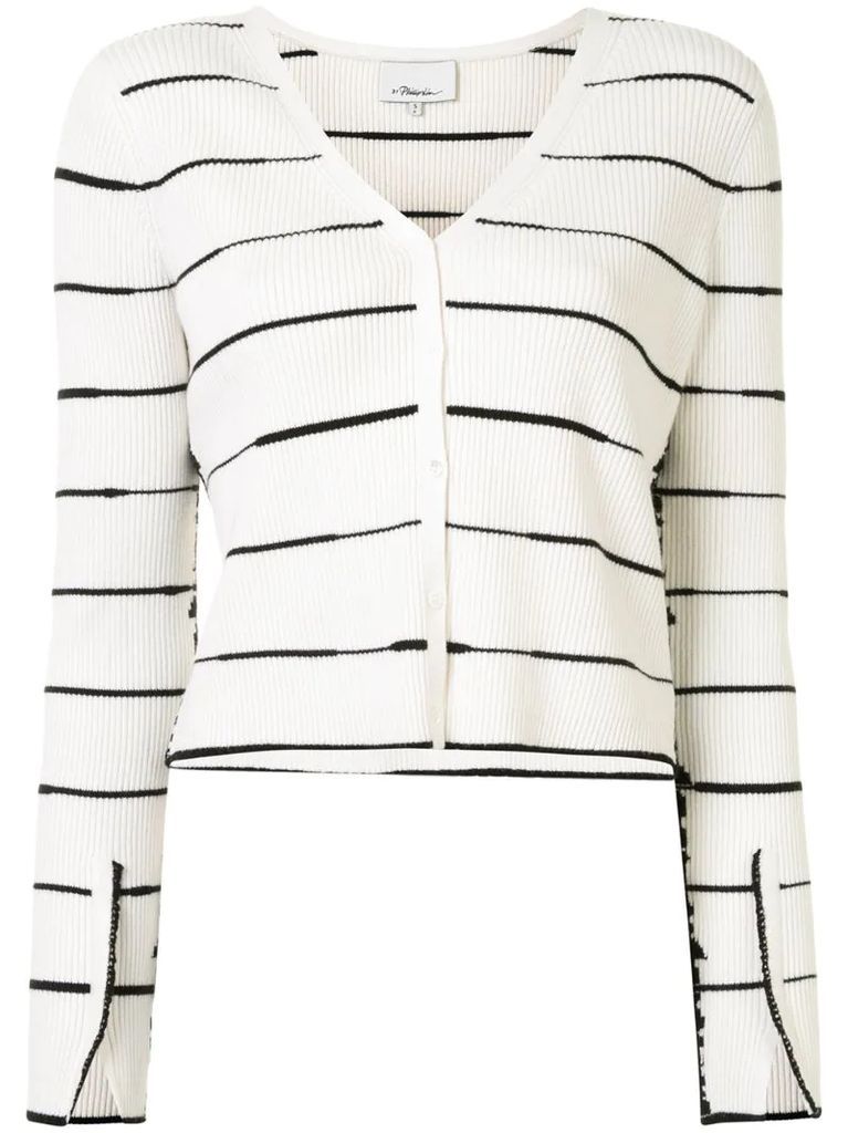 striped ribbed cardigan