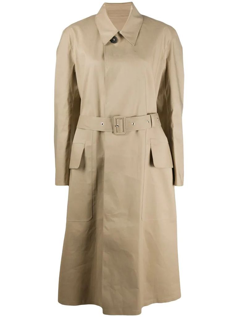 eyelet-detailing long trench coat