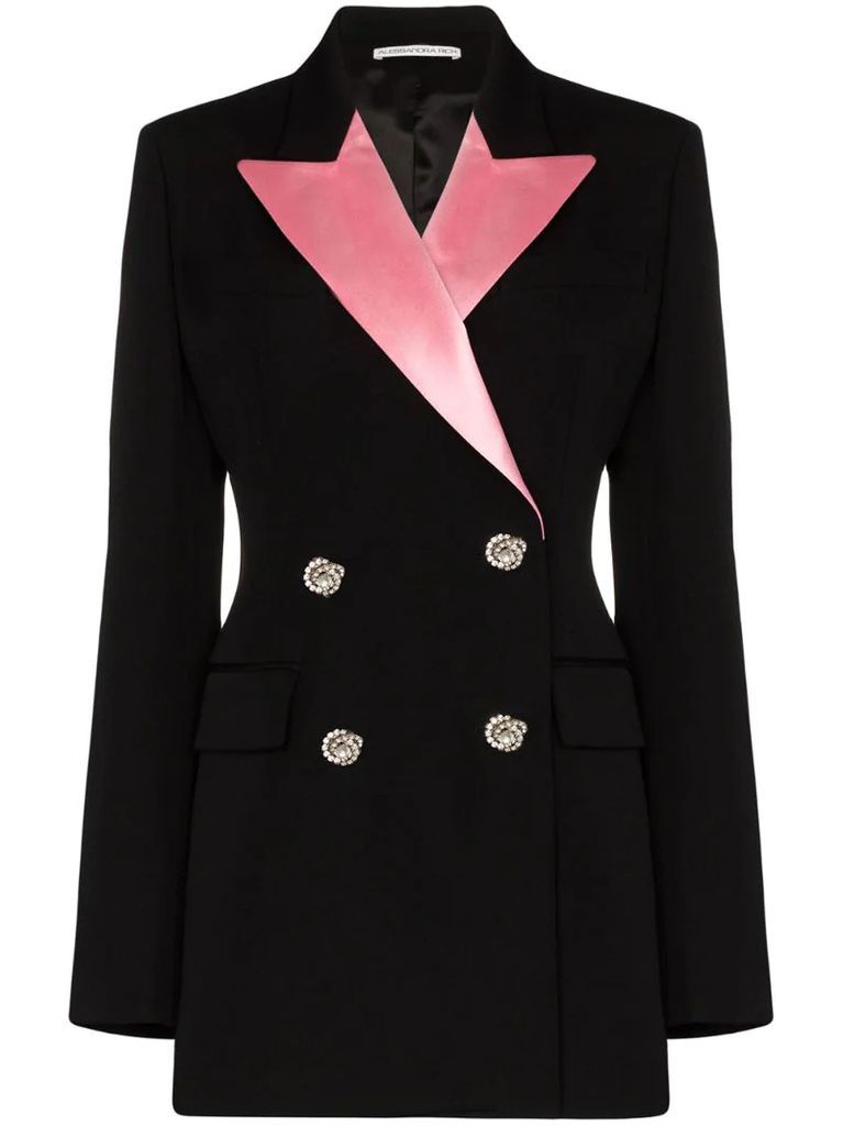 double-breasted contrast lapels blazer