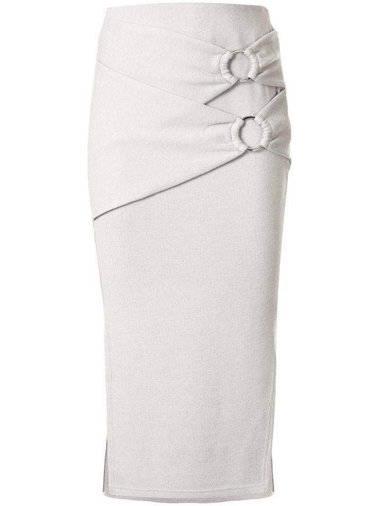 buckle-detail midi skirt