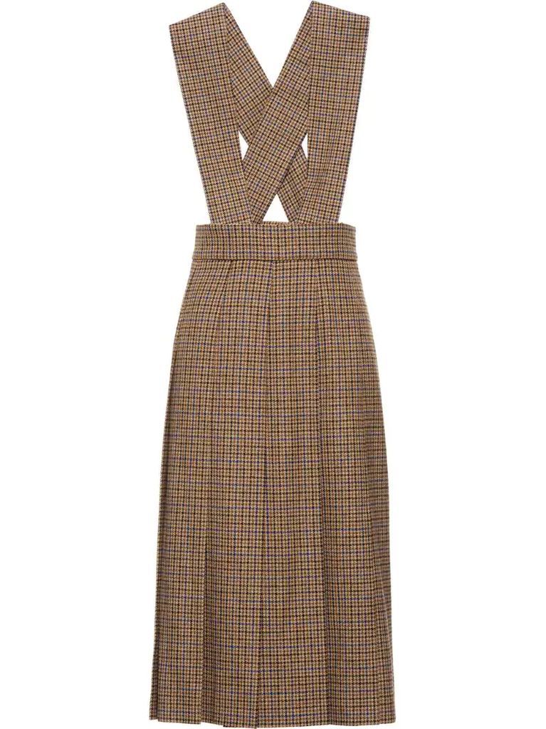 houndstooth pleated midi dress