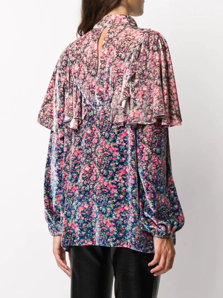 floral print silk-blend top