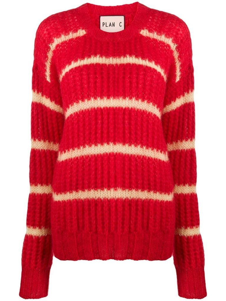 striped chunky-knit jumper