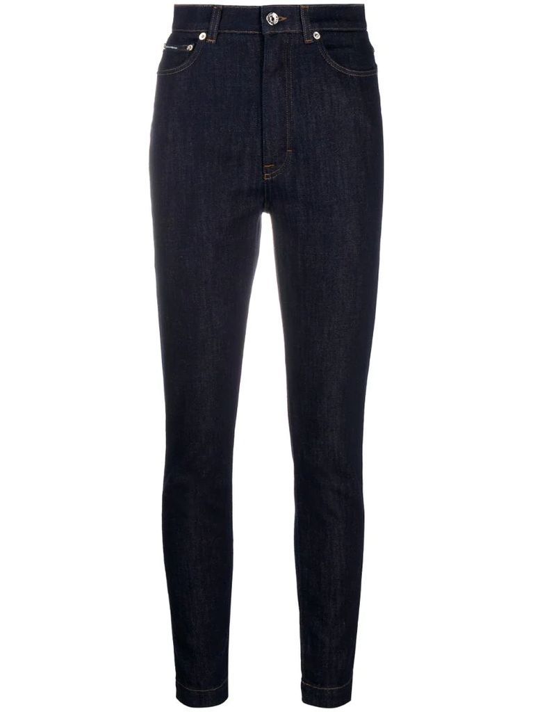 high-waisted skinny jeans