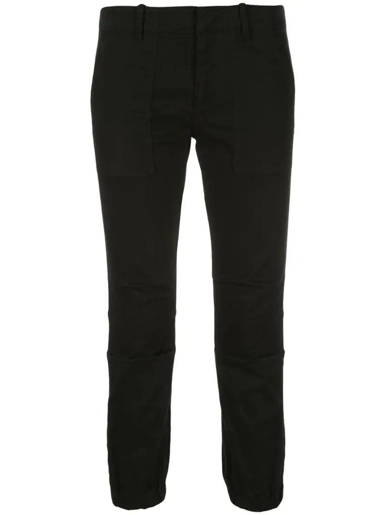 plain slim cropped trousers