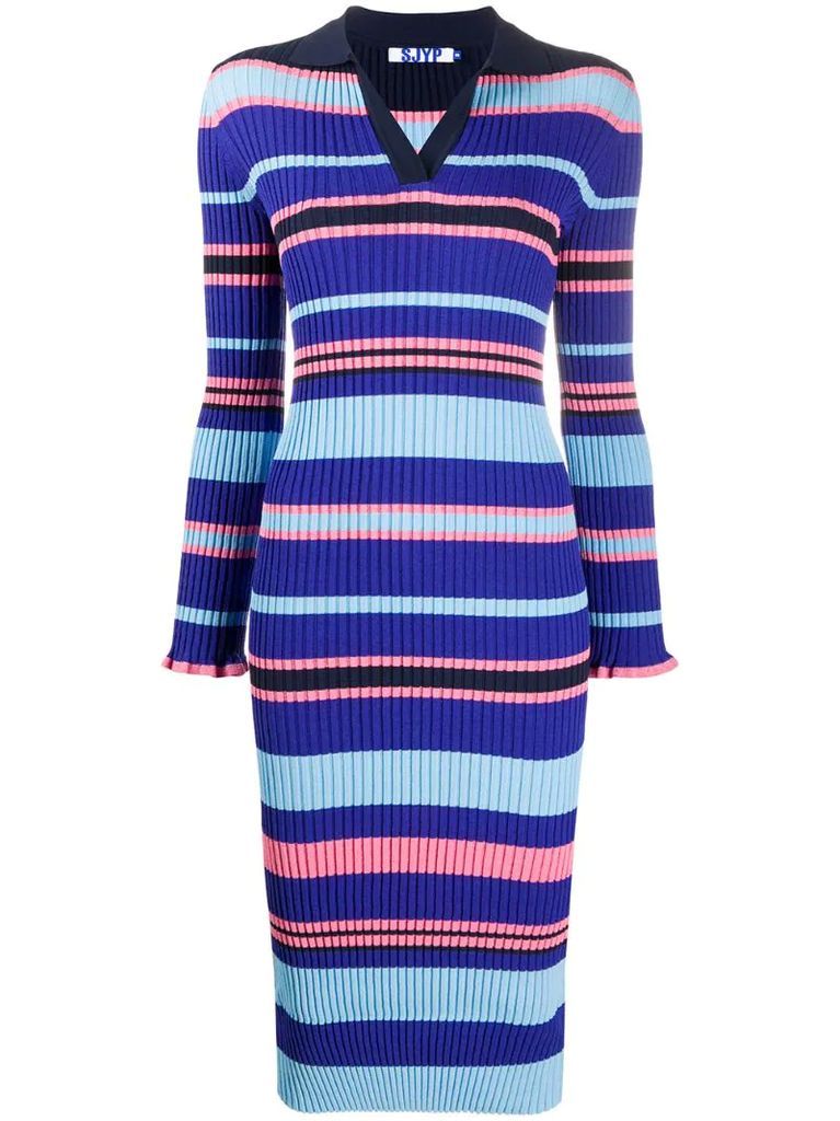 striped polo shirt midi dress