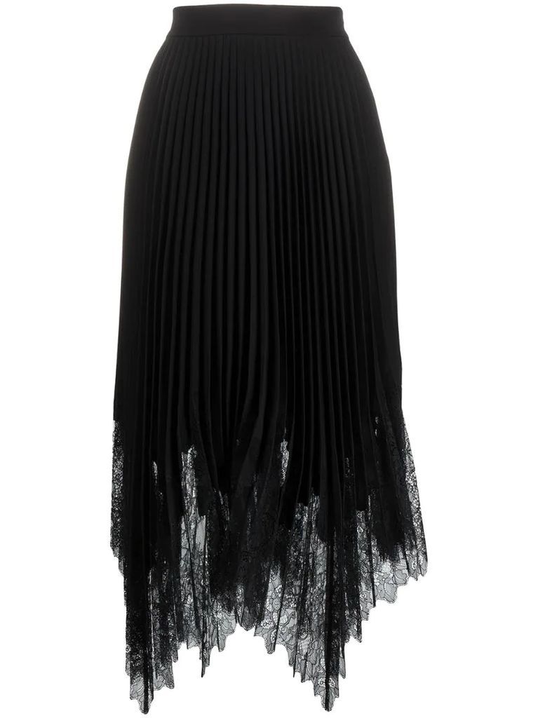 lace-trimmed midi skirt
