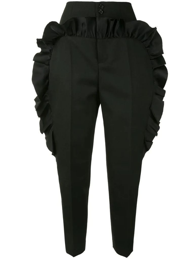 ruffle-trimmed tapered trousers