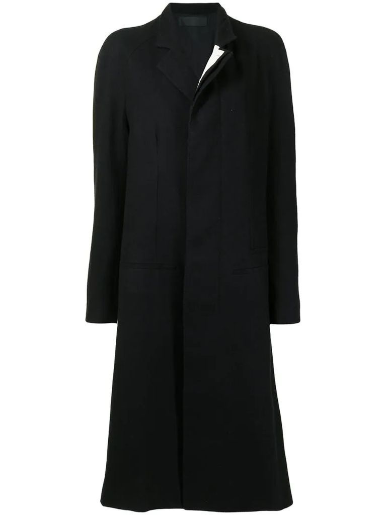 single-breasted midi coat