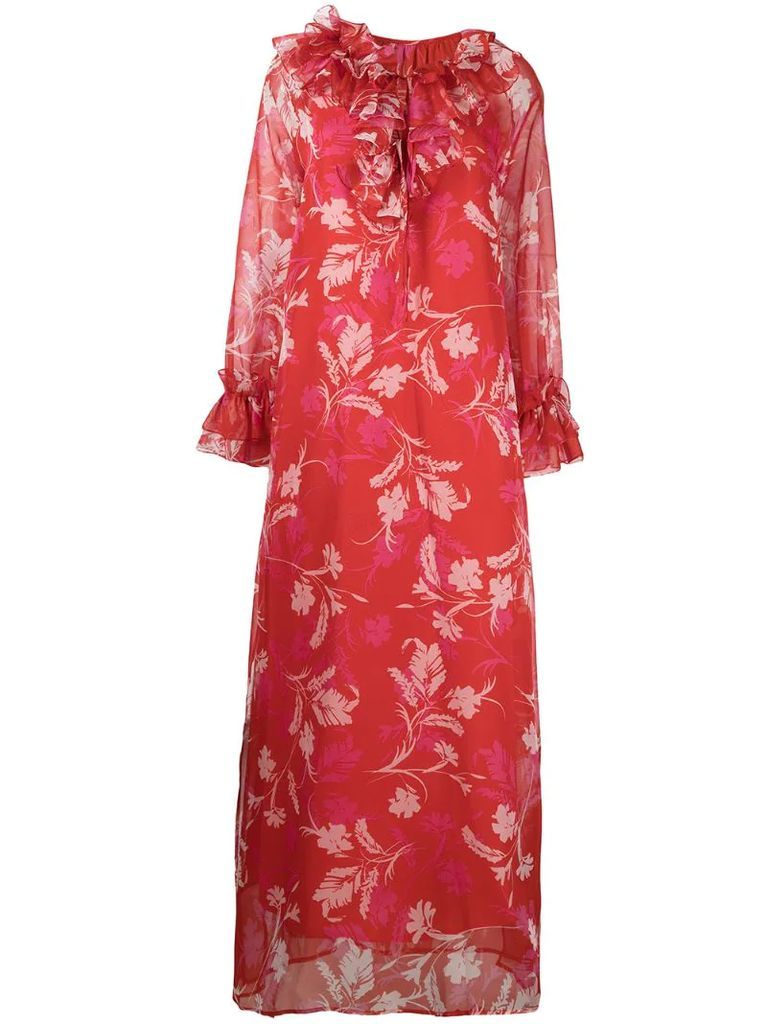 ruffled floral print dress