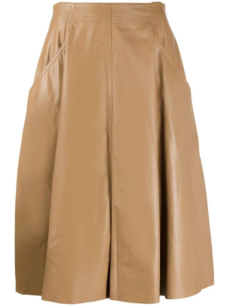 flared leather skirt