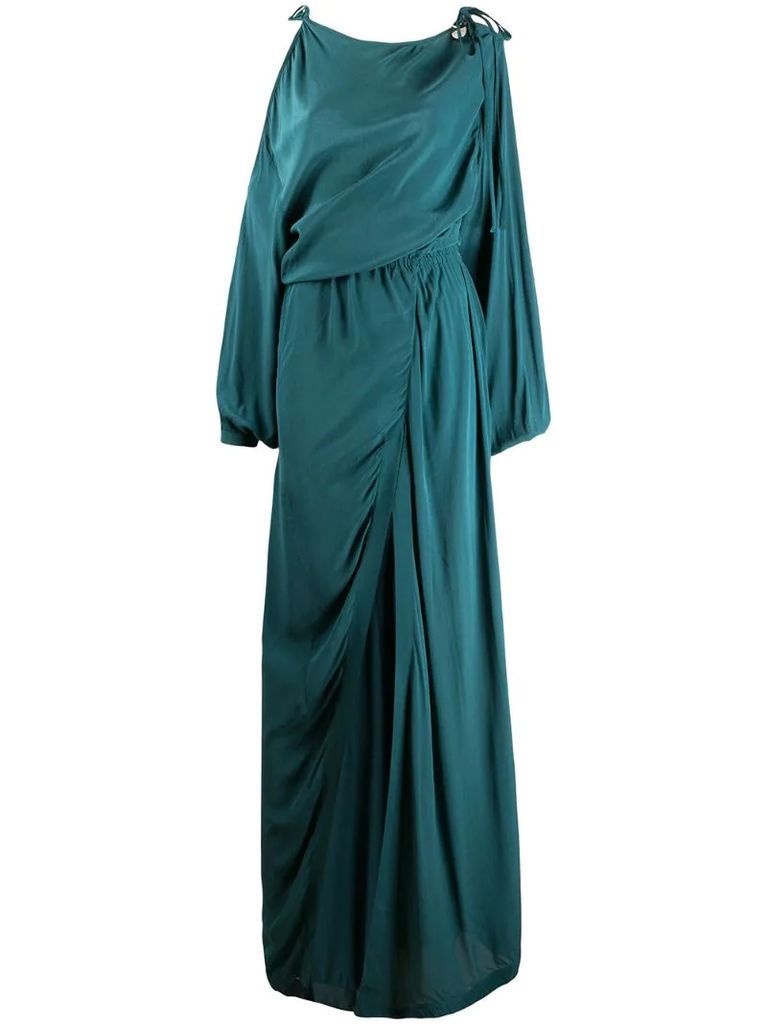 cold-shoulder draped maxi dress