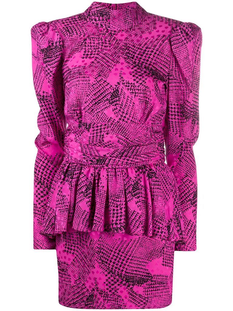 peplum abstract print dress