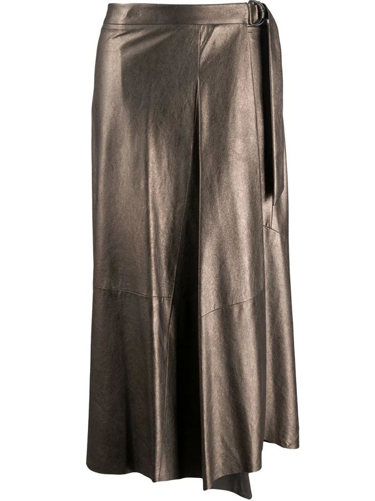 asymmetric metallic pleated skirt