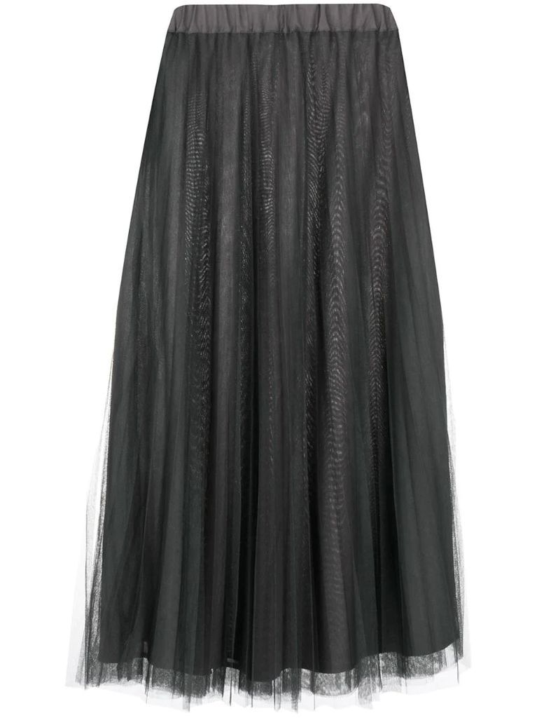 Parallel pleated midi skirt