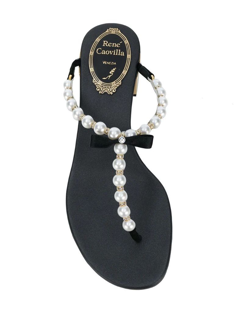 pearl embellished T-bar sandals