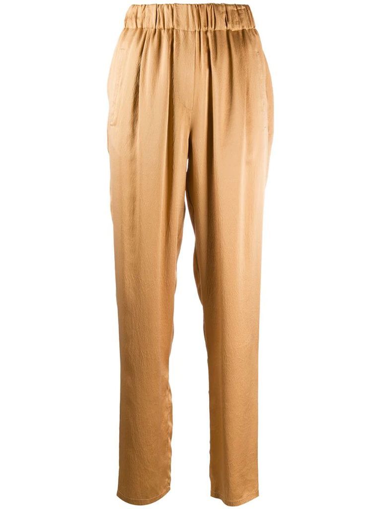 elasticated straight-leg trousers