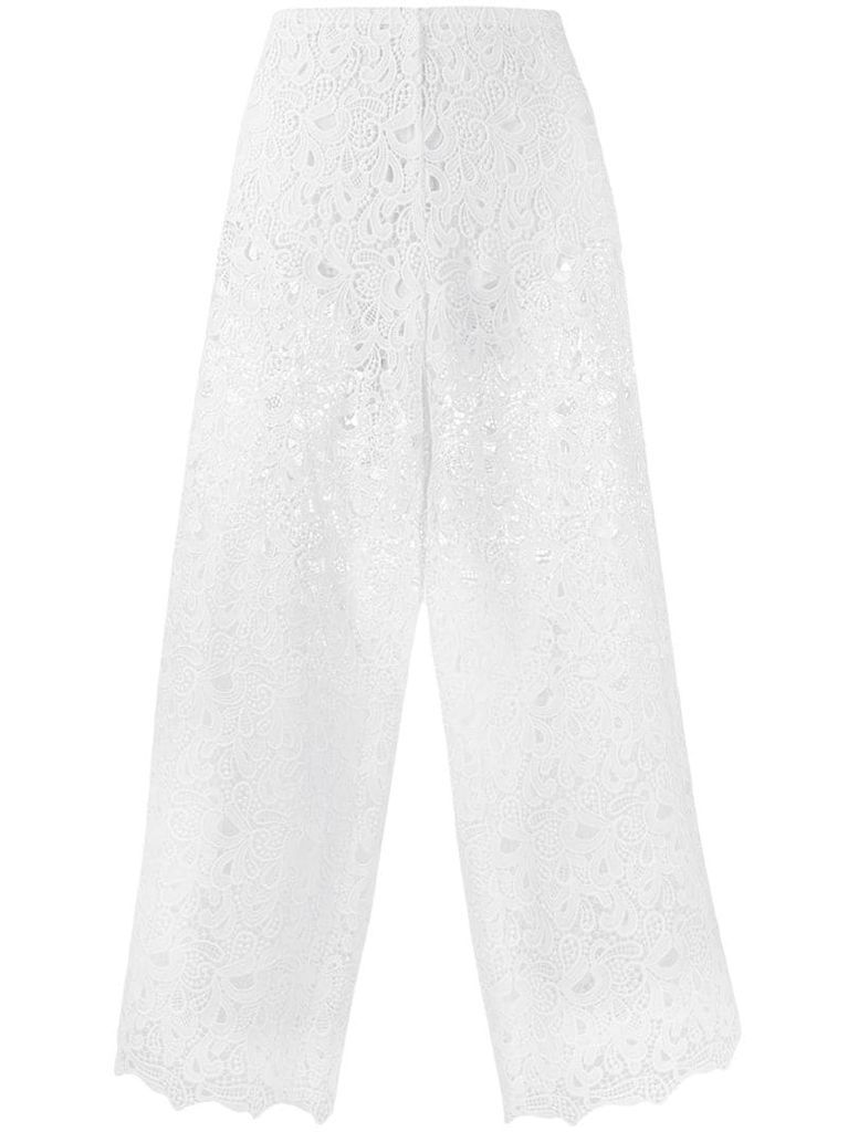 floral lace cropped trousers