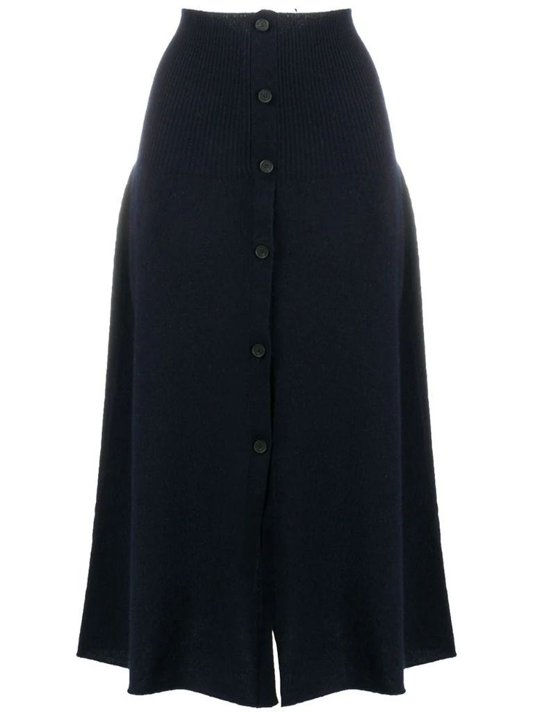 cashmere button-down midi skirt