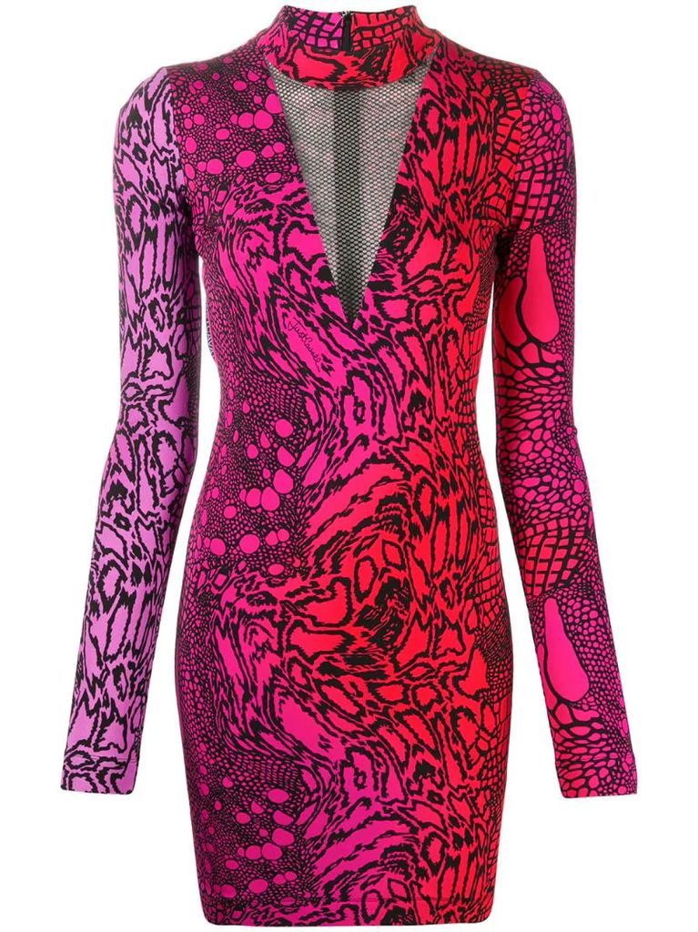 leopard print long-sleeve dress