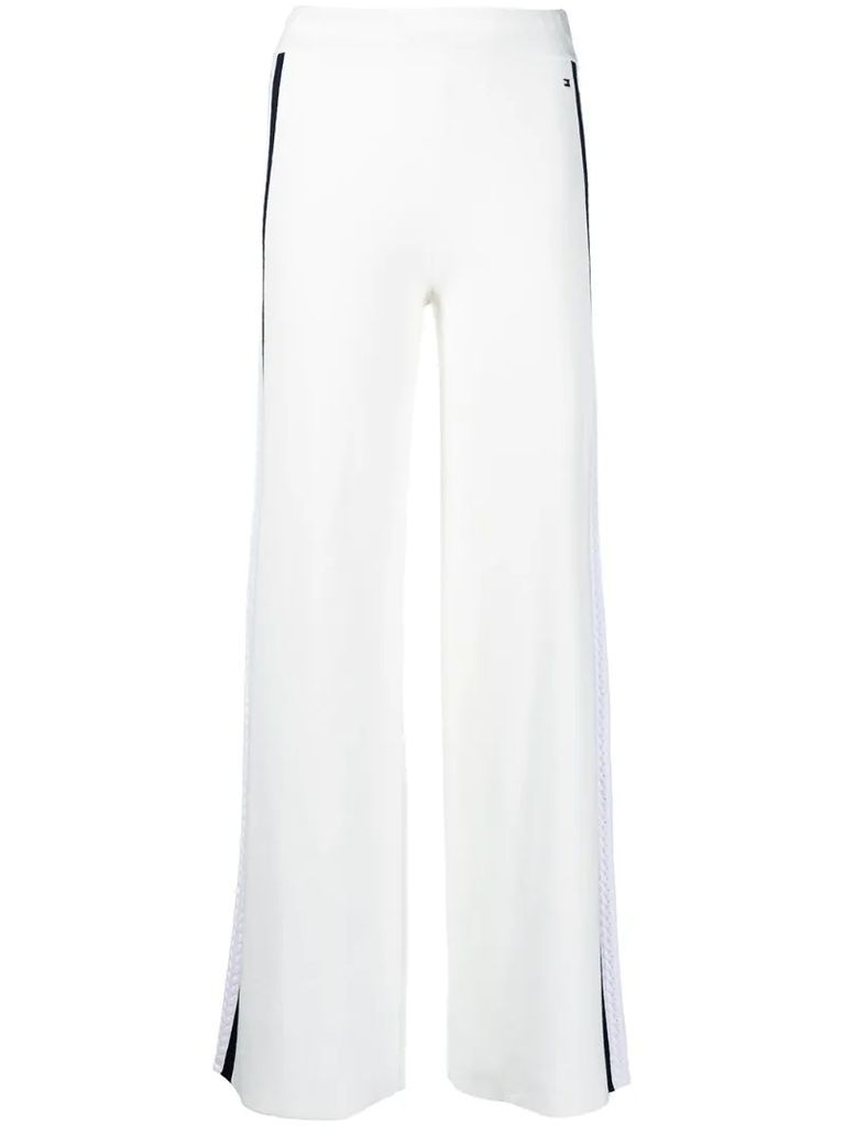 stripe detailed palazzo trousers