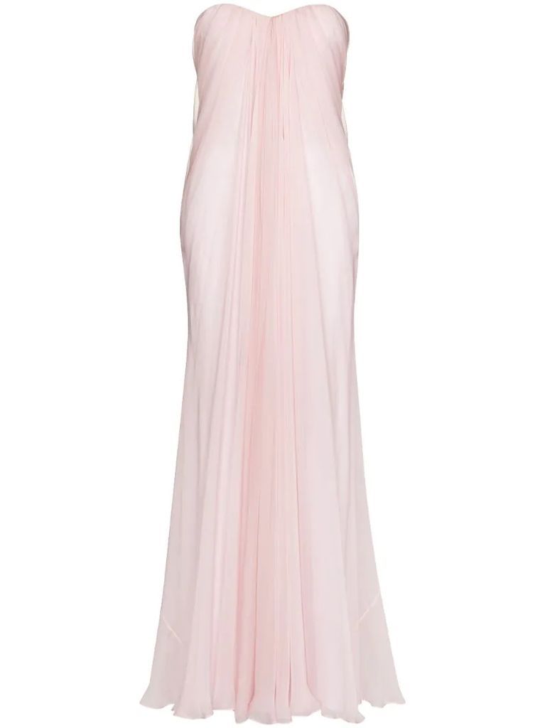 strapless flared gown